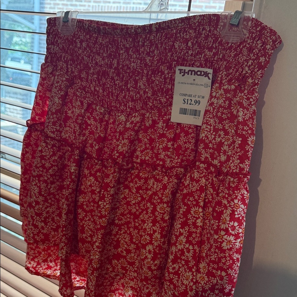 Floral Red Mini Skirt